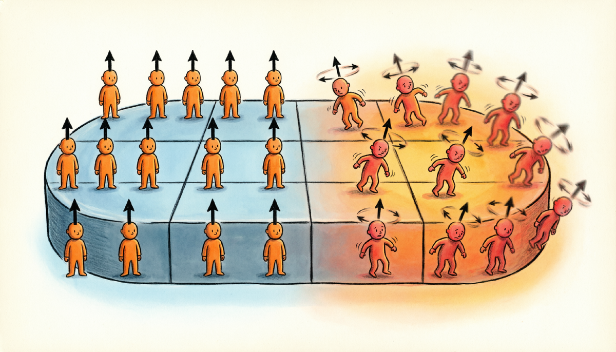 Внутри ферромагнетика атомы выстроены в домены – как строй солдатиков, смотрящих в одну сторону. Тепло заставляет их дрожать, строй рушится, магнит теряет силу.