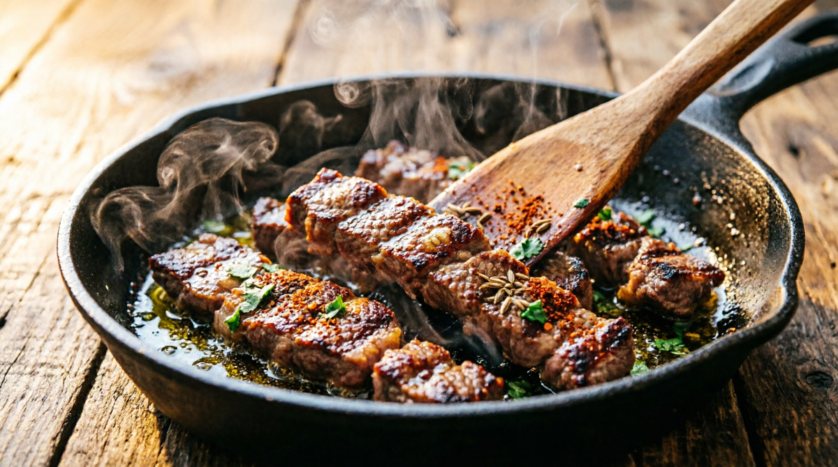 Не солите мясо до жарки — соль вытягивает сок. Лучше посолите в конце или в маринаде