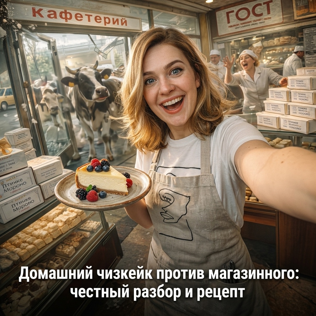    Наглядное сравнение домашнего и покупного чизкейка admin