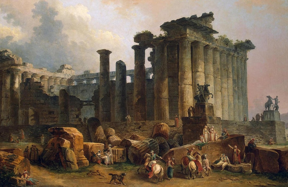 Руины дорического храма. Юбер Робер 