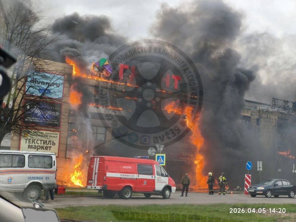    Пожар в ТЦ "Гиант" в Калининграде. Источник: "Сообщество автомобилистов Калининградской области"