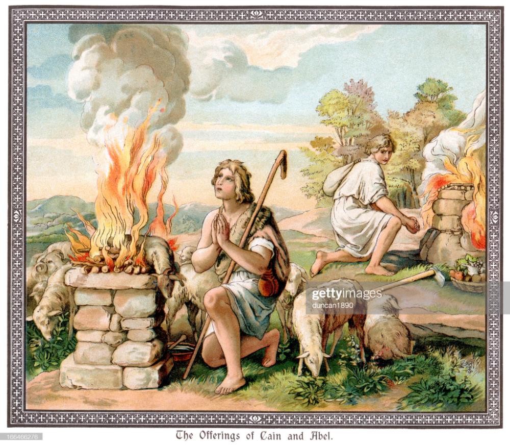 Каин и Авель приносят дары Богу.