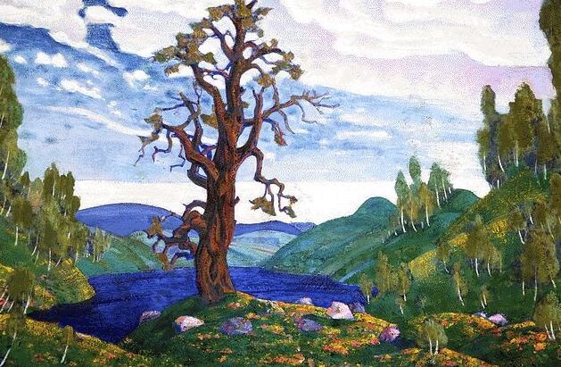 Рерих Н.К. – Поцелуй Земле. Действие 1-е. 2-й вариант
1912. Картон, темпера. 62x94 см.
