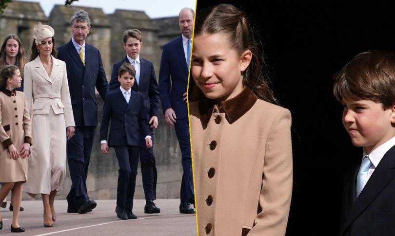    Источник: Alberto Pezzali - WPA Pool/Getty | Дети Уильяма и Кейт впервые после Рождества вышли в свет на Пасху