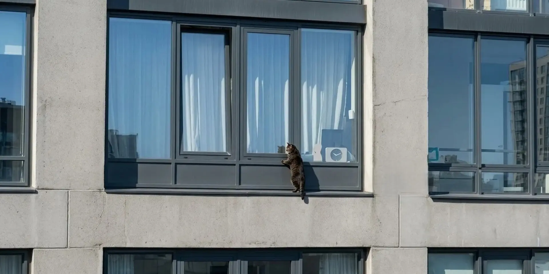 Кот вышел в окно на уровне 21 этажа, когда хозяев не было дома. Как соседи пытались спасти питомца