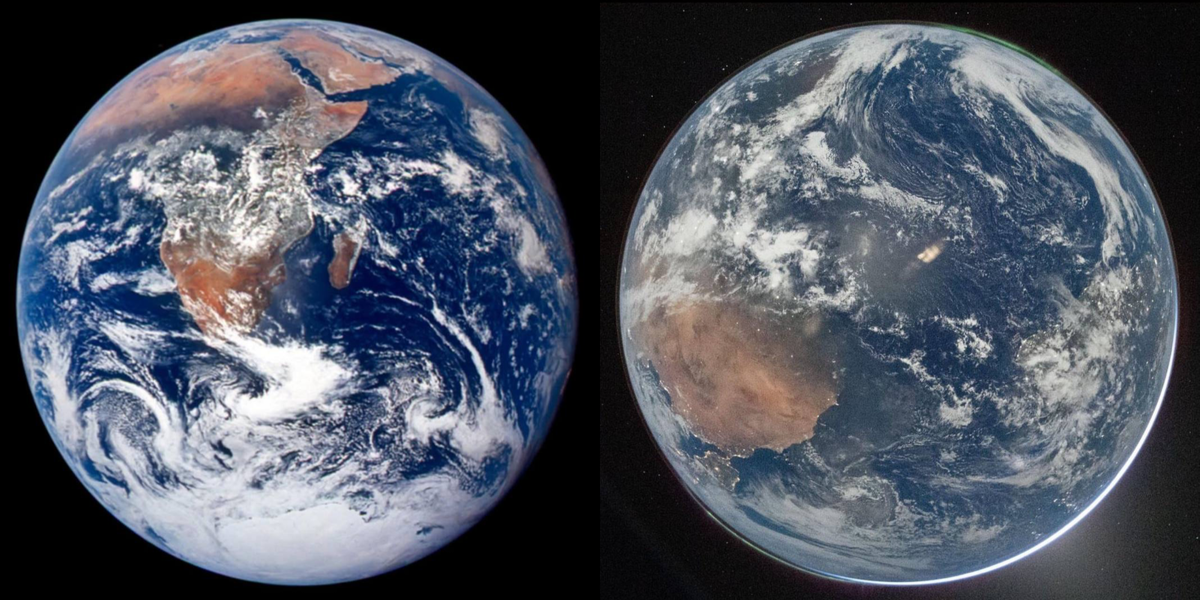Фото с космоса с разницей 50 лет.