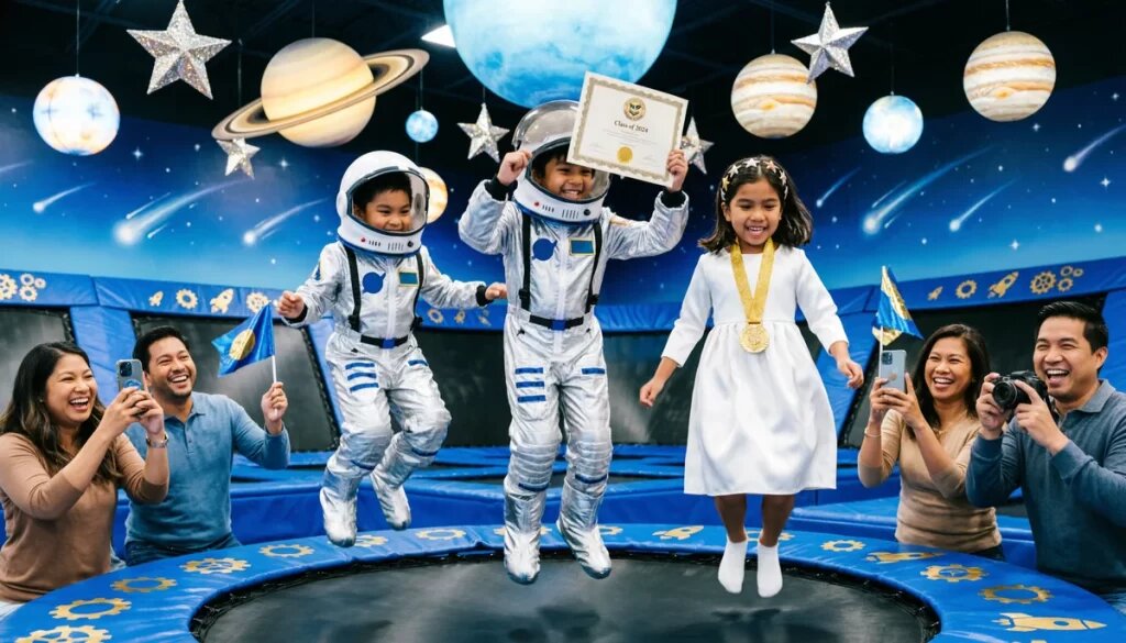    Сценарий выпускного «Звёздный десант»: активный праздник в батутном центре для выпускников детского сада. OLGA BORISOVA