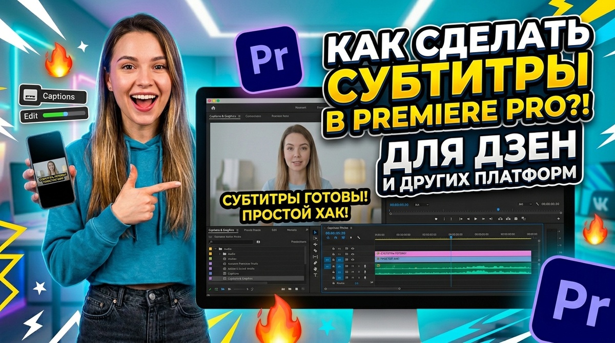 Создание субтитров в Adobe Premiere Pro