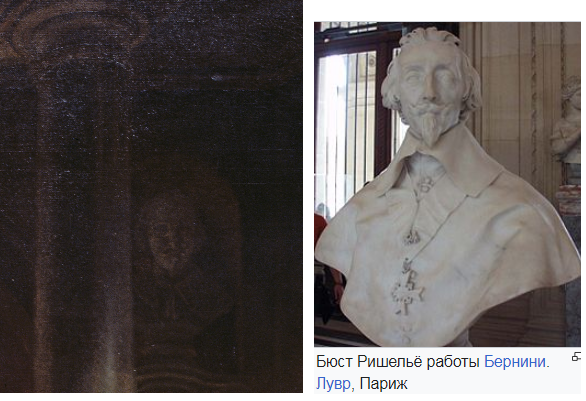 Справа - бюст Ришельё, слева - бюст на картине "Ирвинг с друзьями в Саннисайде". Худ. Кристиан Шусселе (1864) (Википедия)