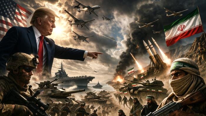 США отправляют авианосцы на Ближний Восток, Иран отвечает ракетами и БПЛА. Обложка © Chat GPT