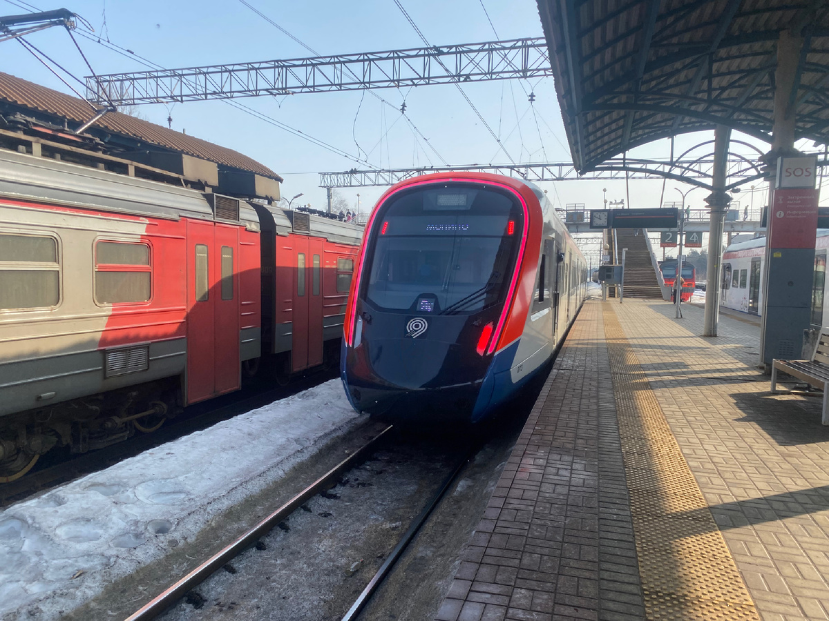 Прилагаю Иволгу со станции Монино, снятую одной из более ранних поездок, однако она такая же, на какой и мы ехали до станции «Хотьково»