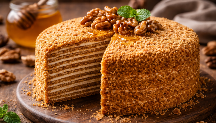 Как приготовить медовик: нежный слоеный торт с карамельным вкусом