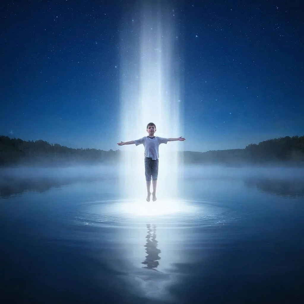 мальчик в столбе света