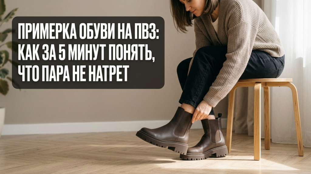    Убедитесь в удобстве обуви прямо на пункте выдачи — это сэкономит ваше время и убережет от мозолей. Носим Сутками
