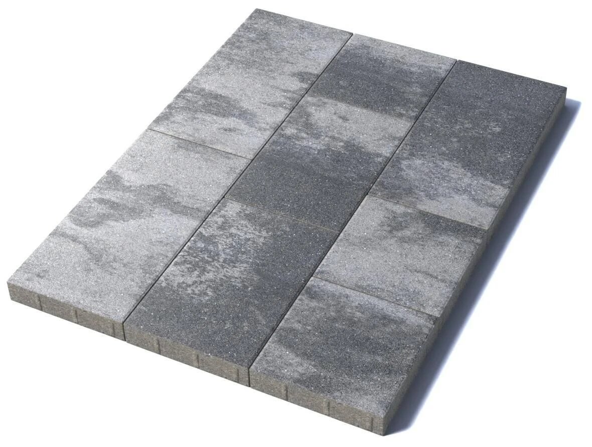 Рендер, Тротуарная плита формы Трио, цвет Антрацит, от завода Поревит