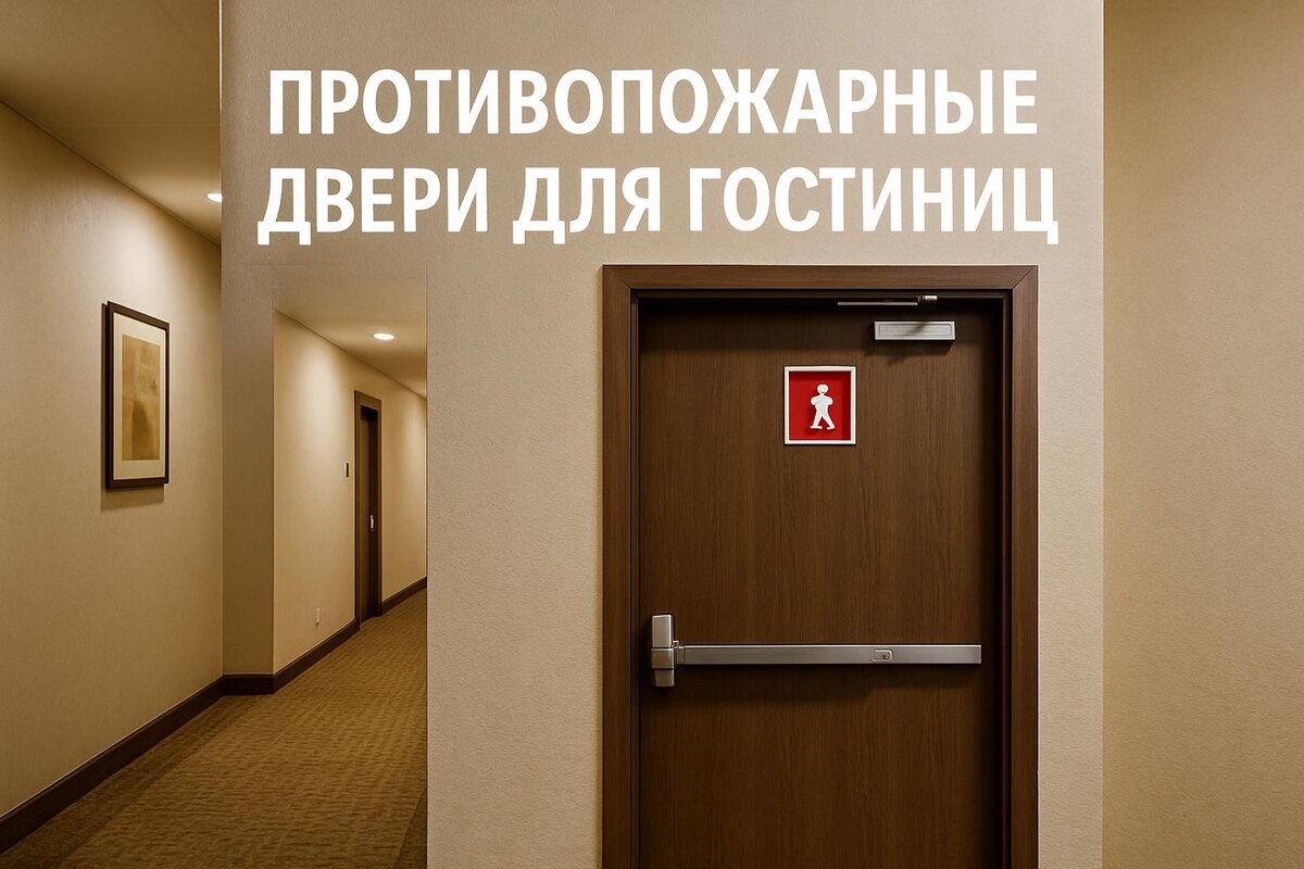 В гостиницах противопожарные двери играют ключевую роль в обеспечении безопасности гостей и персонала. Они препятствуют распространению огня и дыма, обеспечивая безопасные пути эвакуации. В этой статье рассмотрим основные требования и стандарты, предъявляемые к таким дверям.

Какие классы огнестойкости существуют у противопожарных дверей? Противопожарные двери классифицируются по пределу огнестойкости, который измеряется в минутах и показывает, как долго дверь может сдерживать огонь. Основные классы: EI30, EI60, EI90, EI120.
Какие нормативные документы регулируют требования к противопожарным дверям в гостиницах? Основные нормативные документы включают Федеральный закон №123-ФЗ «Технический регламент о требованиях пожарной безопасности», СП 2.13130.2020 «Системы противопожарной защиты. Эвакуационные пути и выходы», ГОСТ Р 53307–2009 «Конструкции строительные. Противопожарные ворота. Метод испытаний на огнестойкость».
Какие дополнительные устройства необходимы при установке противопожарных дверей в гостиницах? Двери должны быть оснащены доводчиками, обеспечивающими их автоматическое закрытие, и ручками «антипаника», позволяющими быстро открыть дверь в случае эвакуации.
Какие материалы используются для изготовления противопожарных дверей? Противопожарные двери могут быть изготовлены из стали, дерева (в сочетании с огнестойкими наполнителями), композитных материалов.
Каким образом подтверждается качество противопожарных дверей? Каждая противопожарная дверь должна иметь сертификат соответствия, подтверждающий ее огнестойкость и соответствие установленным стандартам. На двери должна быть нанесена маркировка, содержащая наименование изделия, наименование изготовителя, предел огнестойкости, дату изготовления, штамп о приемке техконтролем.
Классификация противопожарных дверей

Противопожарные двери классифицируются по пределу огнестойкости, который измеряется в минутах и показывает, как долго дверь может сдерживать огонь. Основные классы:

EI30 — выдерживает огонь 30 минут;
