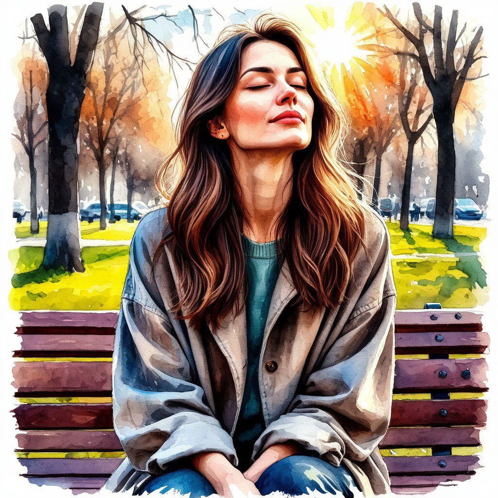 Ульяна сидела на лавочке в парке, закрыв глаза и повернув голову к солнышку, наслаждаясь теплотой ранней весны.