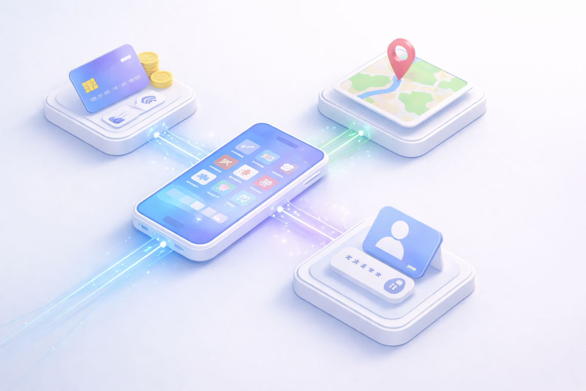 Иллюстрация показывает, зачем нужен API — подключение к платежам, картам и авторизации через единый интерфейс.