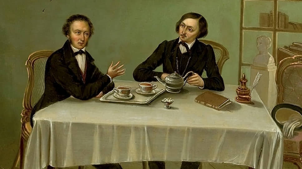 Художник Николай Алексеев (1813–1880). «Встреча Пушкина и Гоголя».📷Фото: Николай Алексеев / Wikimedia