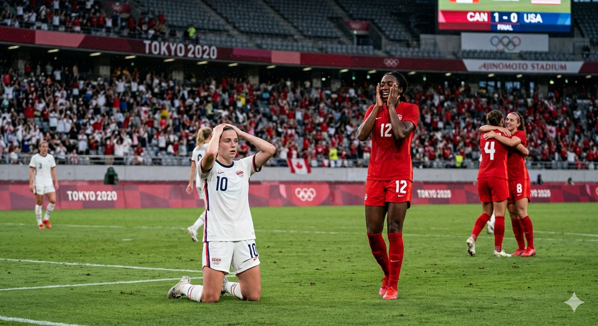 Этот момент в Токио стал символом новой реальности. Эпоха, когда одна команда могла забирать золото просто «на классе», ушла в прошлое. Изображение сгенерировано с помощью ИИ.