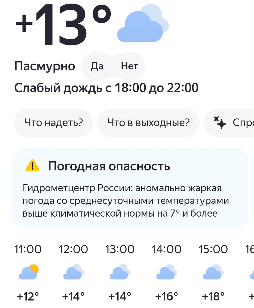 Скрин прогноза погоды