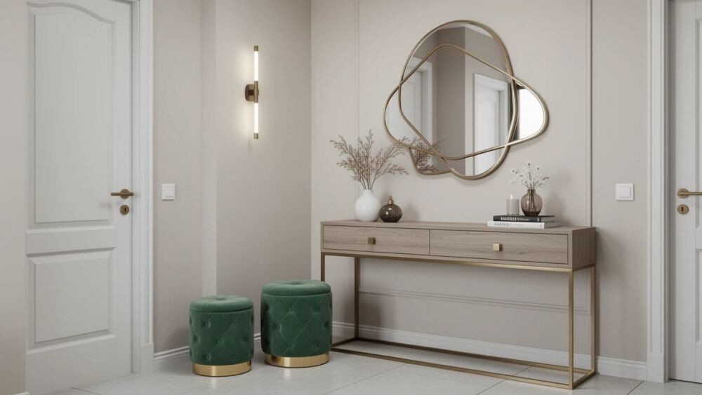 Комплект Halmar POLLY, 2 пуфа (темно-зеленый/золотой)