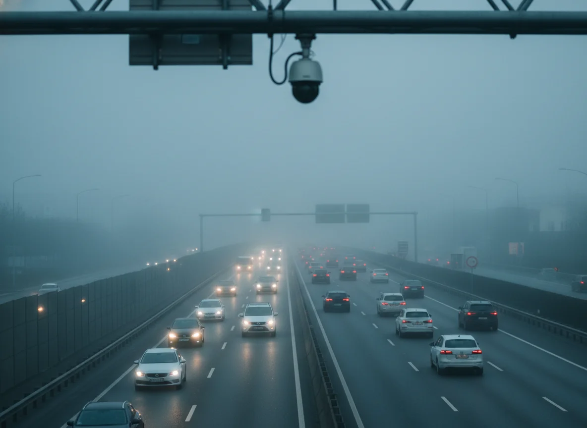 Камеры видеоналитики на дороге работают в круглосуточном режиме. Картинка создана с помощью ИИ