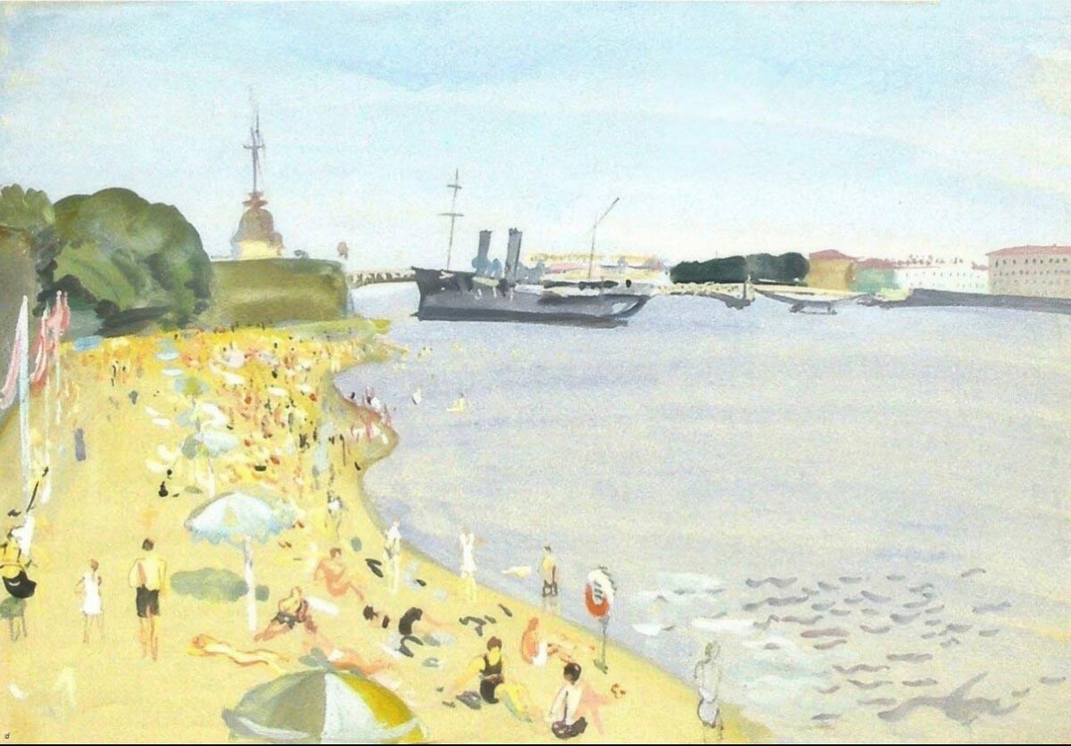  Алексей Успенский. «Пляж Петропавловской крепости». 1935