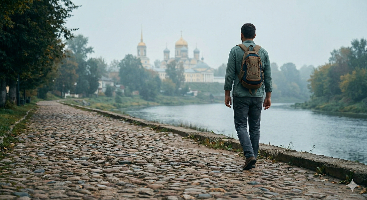 Никаких аниматоров и очередей к шведскому столу. Только тишина, старая брусчатка и набережная Тверцы в 9 утра.