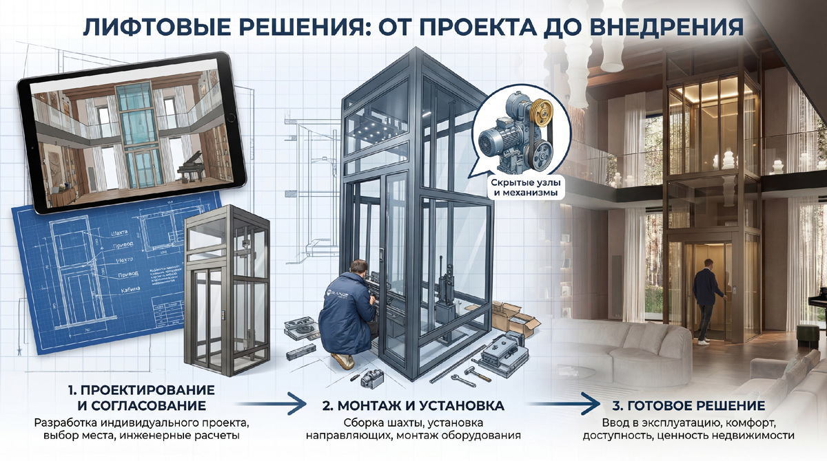Этапы проекта вертикального транспорта