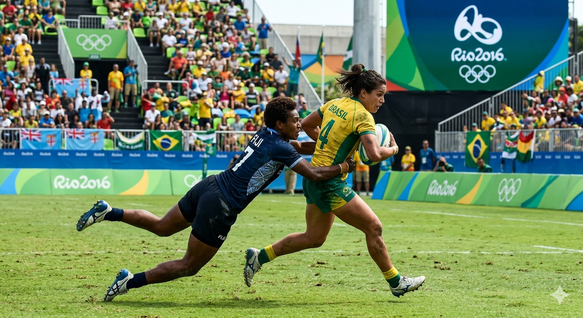 Золотой миг Рио: Молния по имени Фиджи/ Изображение сгенерировано ИИ.