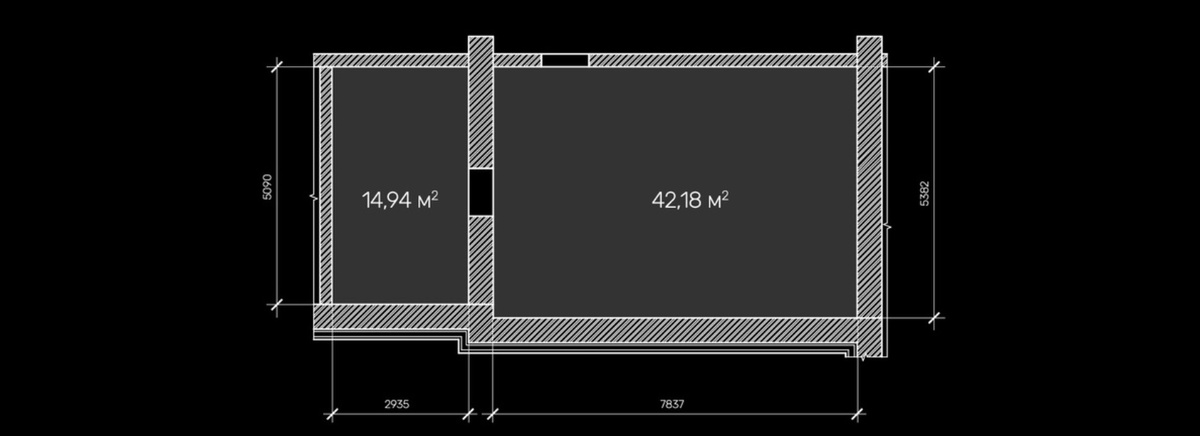 План исходного помещения для персонального кинозала