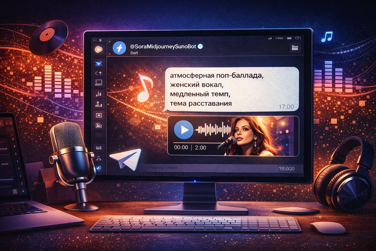 Рабочая панель бота Suno AI