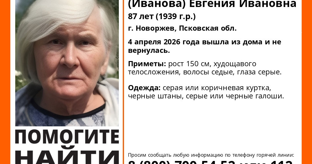 87-летняя женщина пропала в Новоржеве