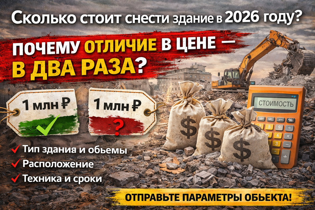 Сколько на самом деле стоит снести здание в 2026 году? Почему разница в цене — в два раза