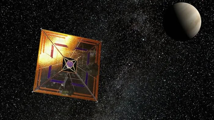 Типичное изображение космического зонда IKAROS с солнечным парусом, разработанного НАСА. Источник: Andrzej Mirecki/Wikimedia Commons