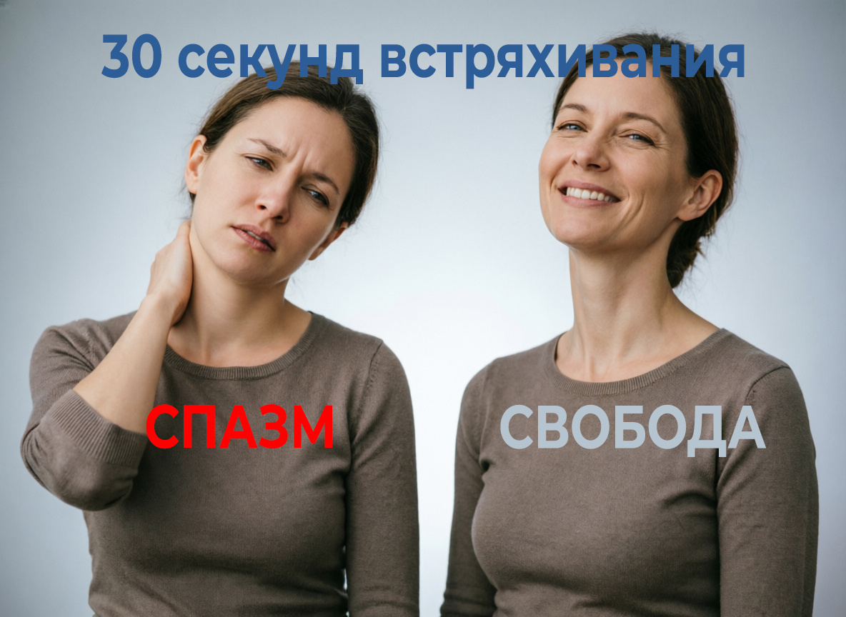 До/после: спазм шеи vs свободные плечи — эффект 30 секунд ЗОЖ.
