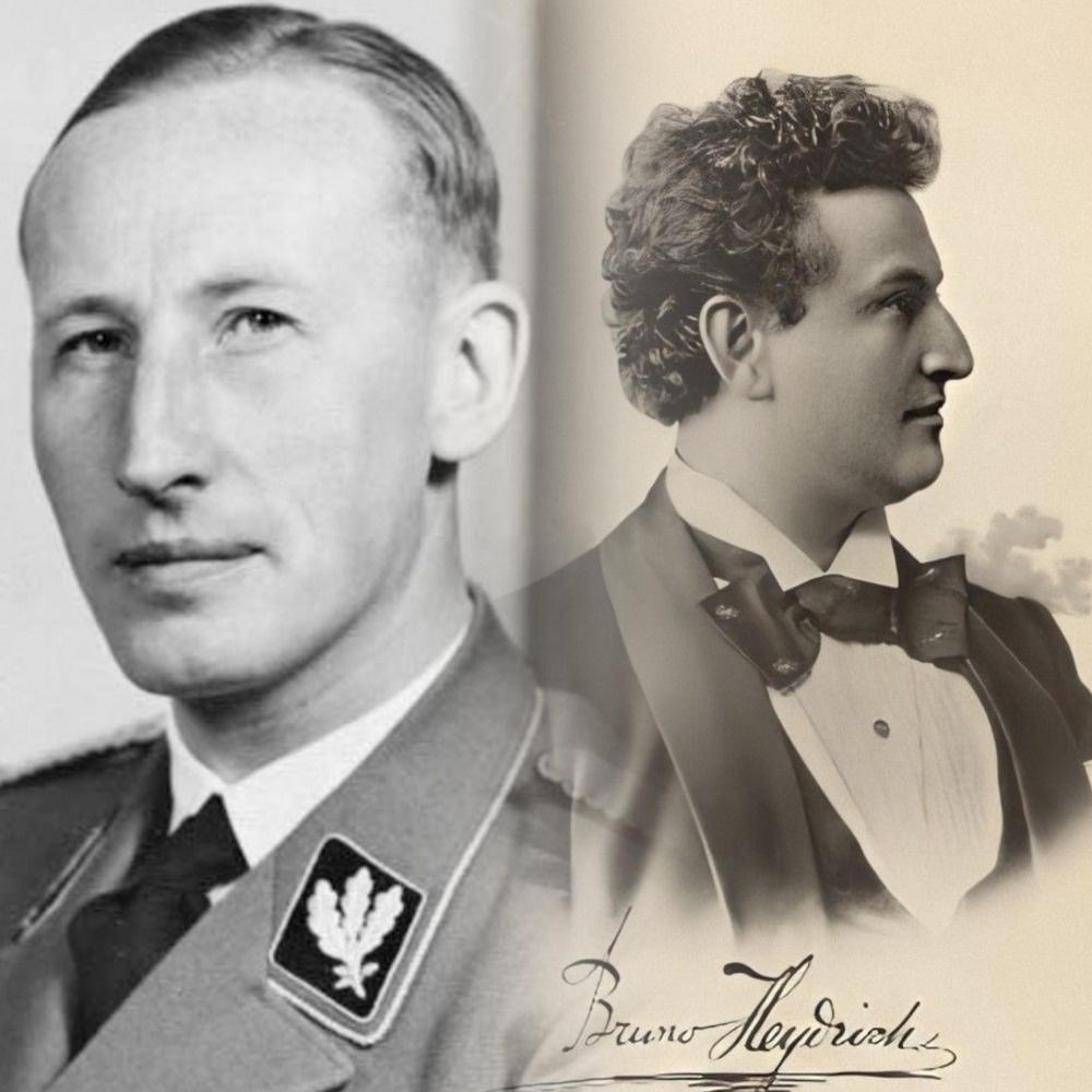 Шеф полиции безопасности и СД обергруппенфюрер СС Рейнхард Гейдрих и его отец, композитор Бруно Гейдрих