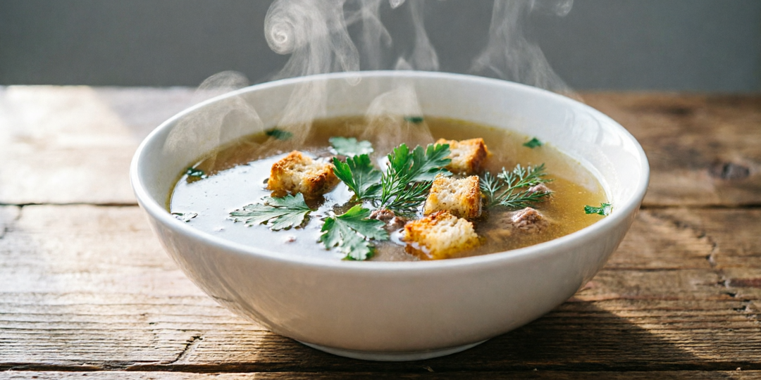 Блюда из говядины: Говяжий бульон.