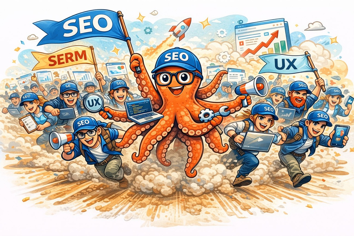 SEO-осьминожка ведет свои полки на захват интернет территорий.