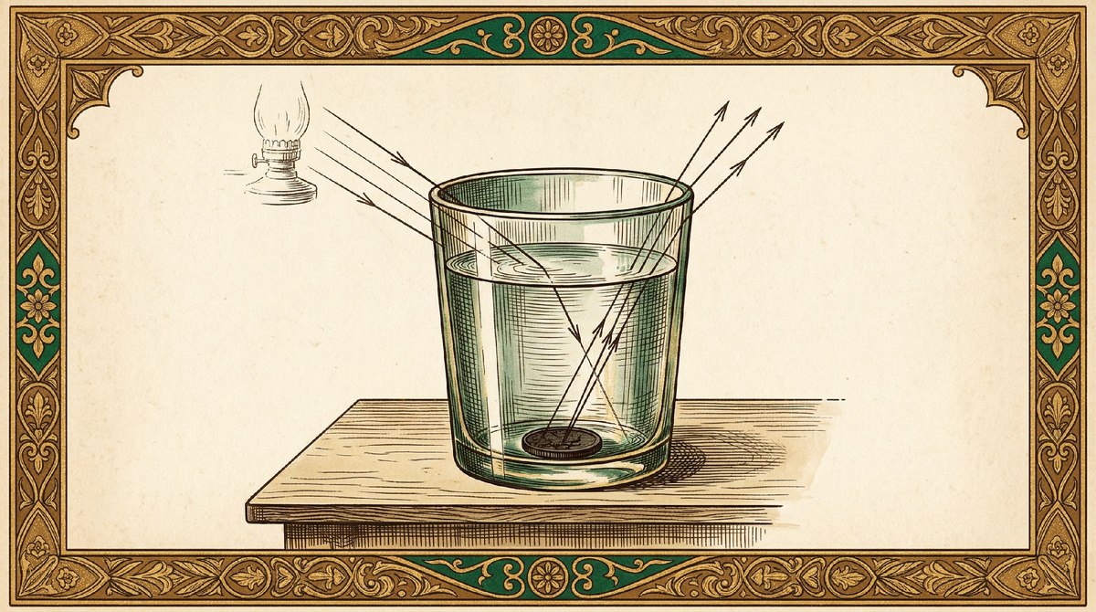 Физическая схема преломления лучей на границе различных сред