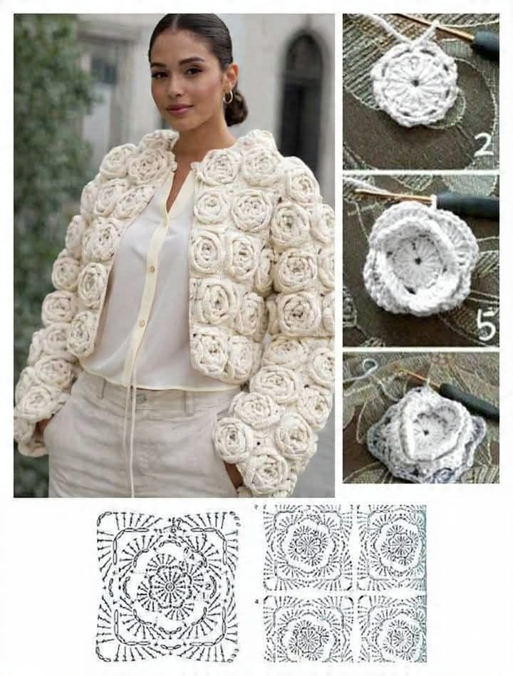 жакет крючком из мотива