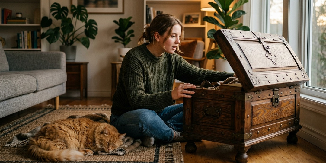 Бабушка оставила мне кота и старый сундук. Все смеялись, пока я не нашла тайник в его ножке