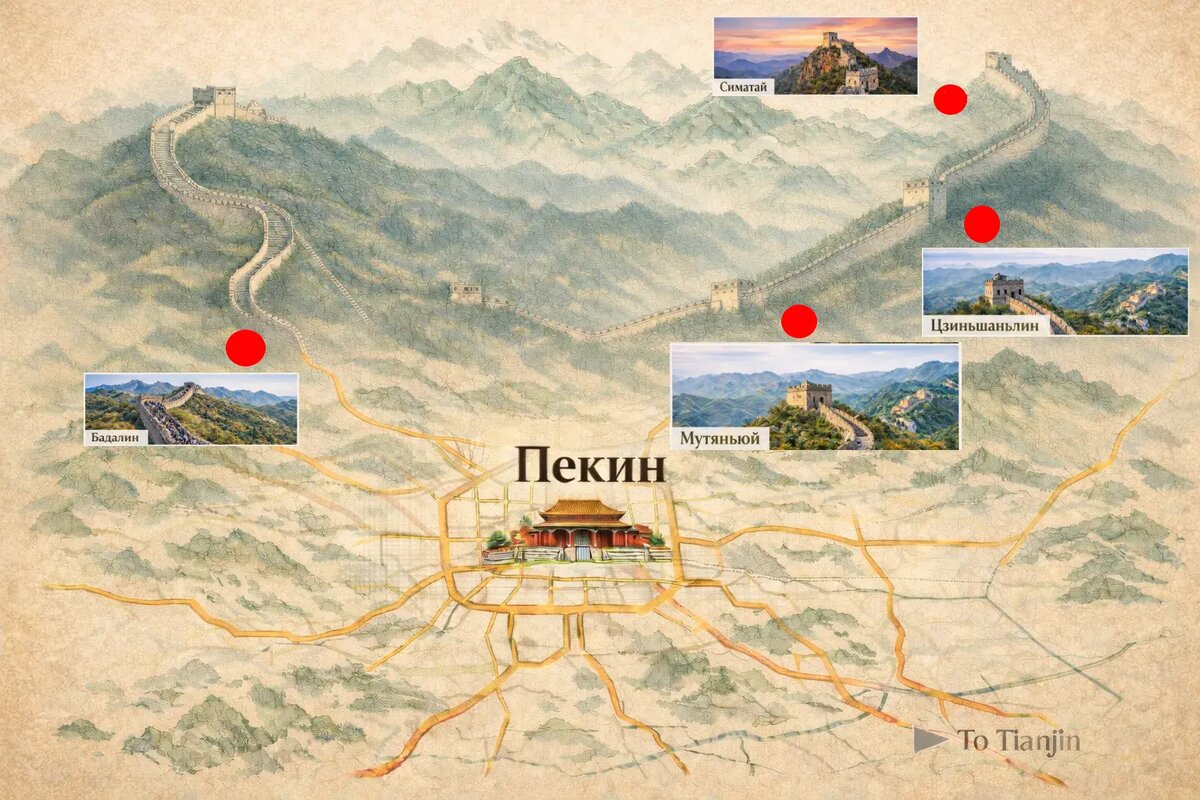 Популярные участки Великой китайской стены у Пекина