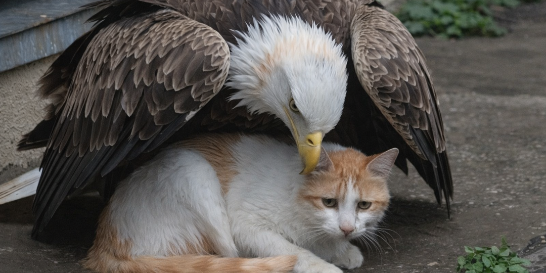 Сокол взял под крыло раненого котенка. Узнав настоящую причину, люди потеряли дар речи.
