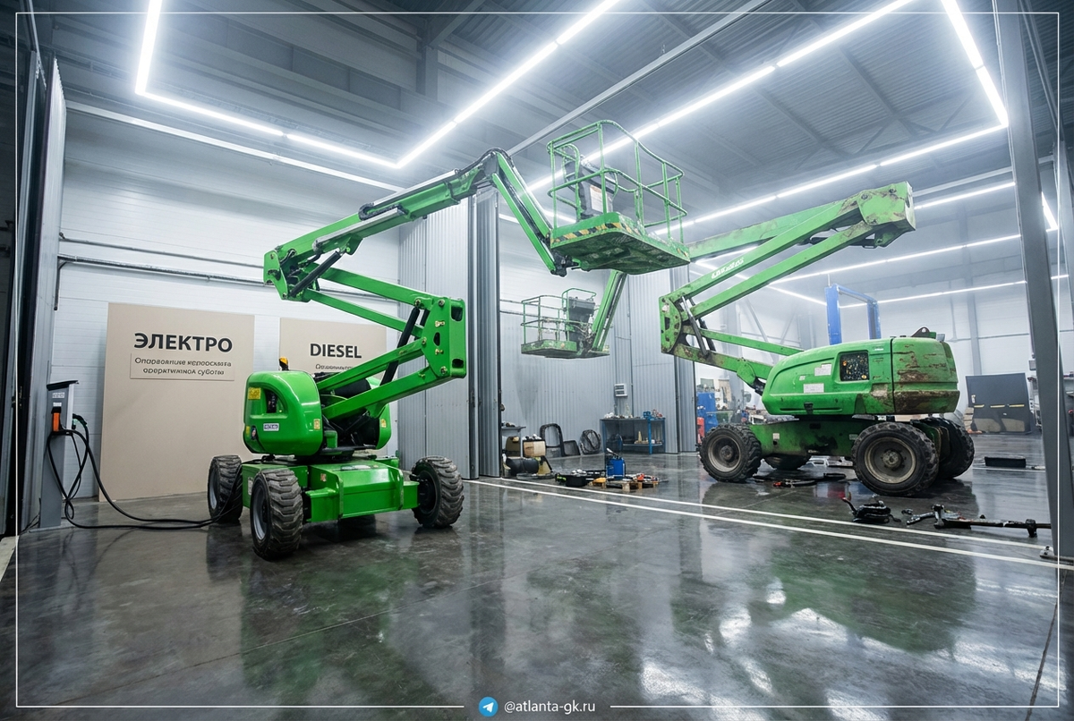    Сравнение эксплуатационных затрат электрического и дизельного коленчатого подъемника Atlanta-gk