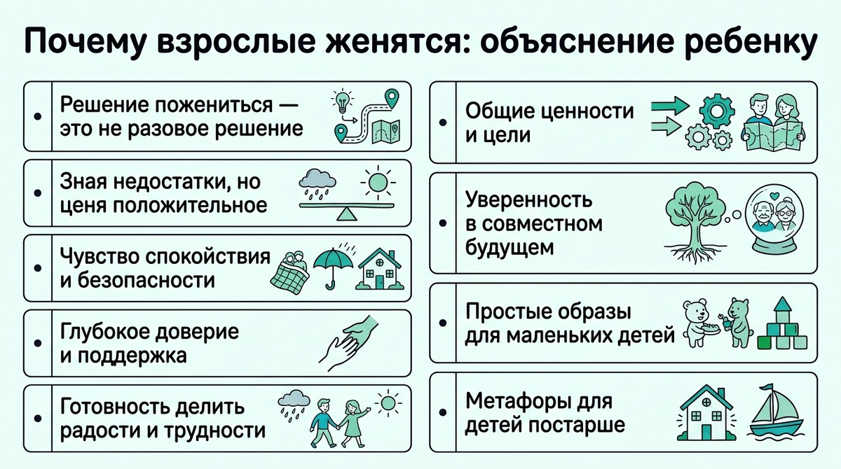 Почему взрослые женятся: объясняем ребёнку  📷
