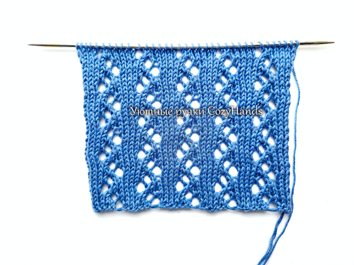 Лаконичный ажурный узор для вязания топа, джемпера, юбки