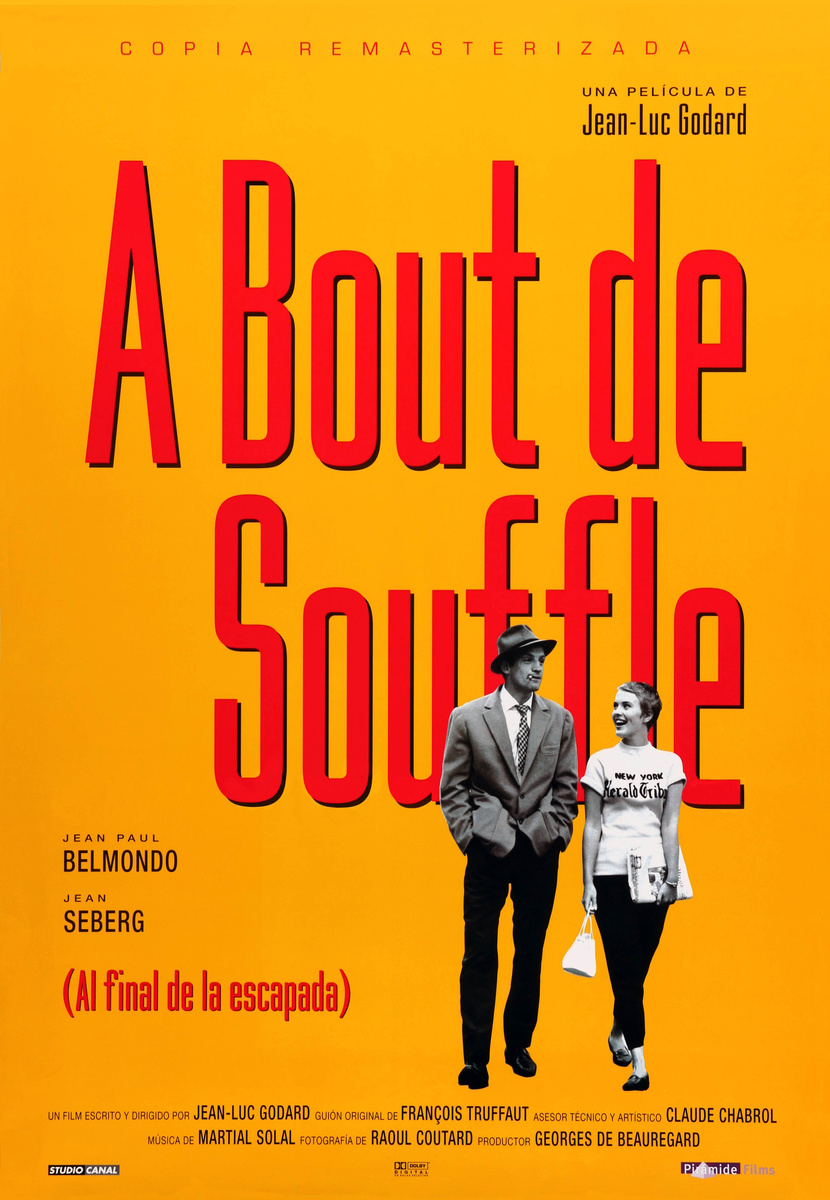 Постер к фильму "На последнем дыхании / À bout de souffle" (источник: https://ru.kinorium.com/50336/gallery/poster/?photo=3524071) 