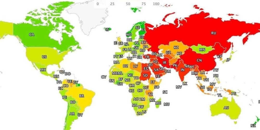 Россия заняла предпоследнее место в мире по свободе Интернета